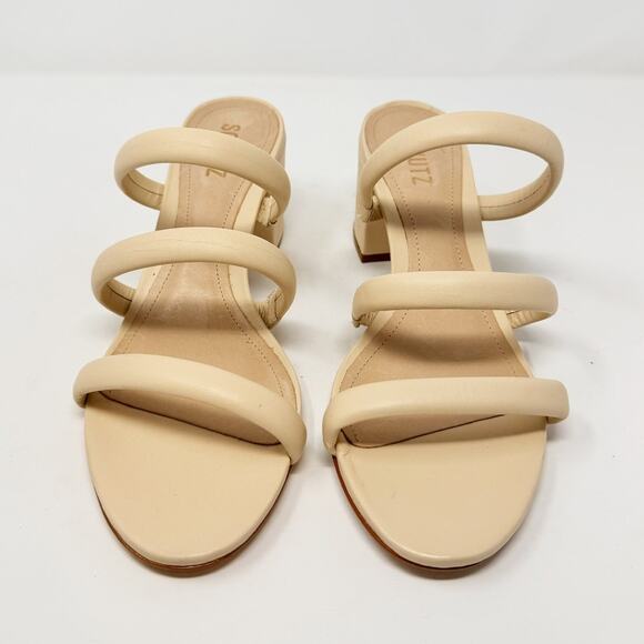 NEW Schutz Olly Mid Block Nappa Leather Strappy Sandal Cream White 10.5 - Picture 5 of 7